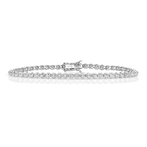 9ct Thin Diamond Bracelet White Gold 1.25ct